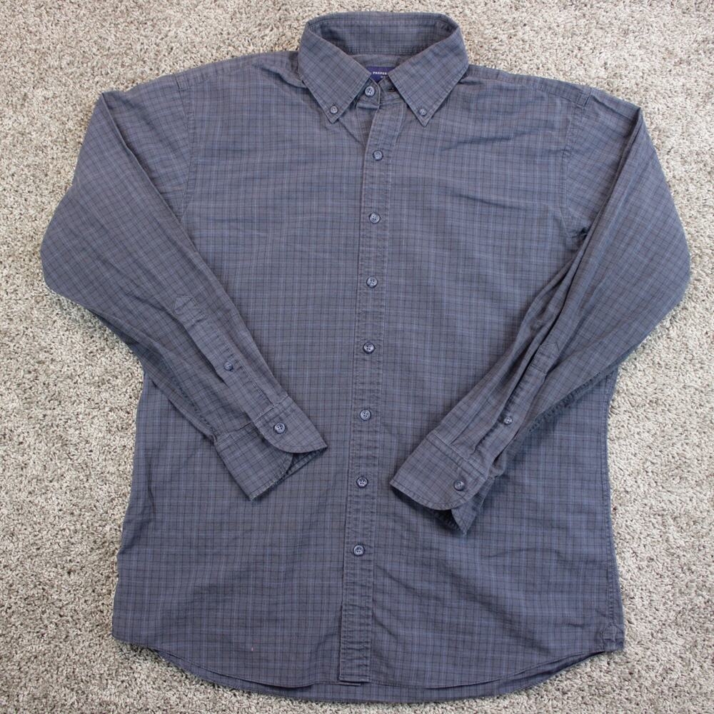 Proper Cloth Blue Micro Tartan Plaid Button Down Dress Shirt Mens 17
